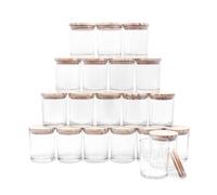 Thick Candle Jars for Making Candles 20 Pcs, 7 OZ Empty Jars with Wood Lids for Candle Making, Sample Container, Clear