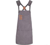 Thick Canvas Welding Apron With Adjustable Cross Back Straps For Men And Women In Carpentry Gardening Cafe Workshop Protection Gear Black(dark gray)