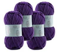 Thick Chenille Yarn Velvet Soft Super Bulky Size 6 Crochet Knitting Baby Blanket Yarn 100g 70yds per ball Easy to use for Scarves Amigurumi Crafts (4, Purple)
