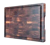 Thick Chopping Board for Meat Walnut Cutting Boards End Grain Cutting Board Wood Cutting Board with Juice Groove, Inner Handles, Non-Slip Mat Kitchen Gadgets (Color : A, Size : 16.5in*11.8in*1in)