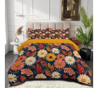 Thick-Coated 3D Plant Style Coverless Duvet Double - 200x200cm, Super Soft and Comfy Colored Moth Daisy Quilt Set Reversible Comforter Set Lightweight Down Alternative with 2 Pillowcases, Yellow