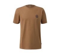Thick Cotton Jersey Round Neck T-Shirt with Embroidered Badge QS Marron M