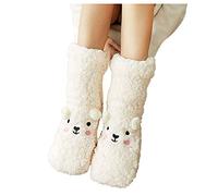 Thick Cuddly Socks Women's Teddy Fleece House Socks High Socks Fluffy Plush Socks Winter Warm Socks Knitted Socks Bed Socks Non-Slip Socks Winter Warm Socks, White, L