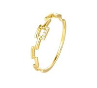 Thick Diamond Band Rings for Women, Promise Ring Unique Geometry with Round Shape Diamond 18K Yellow Gold Size U 1/2