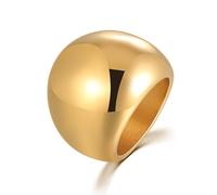 Thick Dome Chunky Rings for Women Girls 18K Gold Plated Minimalist Stainless Steel Bold Chunky Dome Ring Personalized Statement Ring 23mm Thumb Ring Finger Band Rings for Men (6)
