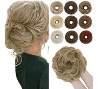 Thick Donut Scrunchie Bun Updo Hairpiece Scrunchy Wavy Curly Messy Ribbon Chignons Ponytail Extension[Blue]