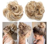 Thick Donut Scrunchie Bun Updo Hairpiece Scrunchy Wavy Curly Messy Ribbon Chignons Ponytail Extension[Blue]