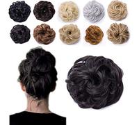Thick Donut Scrunchie Bun Updo Hairpiece Scrunchy Wavy Curly Messy Ribbon Chignons Ponytail Extension[Blue]