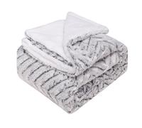 Thick Double Layer Sheep Wool Blanket - Plush Fleece, Faux Blanket | Soft Thermal Bed Blanket for Winter, Sherpa Blanket for Sofa | Warm Double Layer Ribbed Blanket