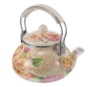 Thick Enamel Household Tea Kettle 2.5l for Gas Induction Cookers | Stainless Steel Body, Large Spout and Insulated Handle, Retro Patterned Finish for Tea or Noodles Random Style