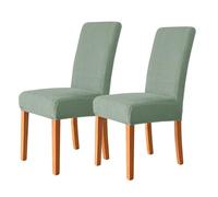 Thick Fabric Stretch Parsons Dining Chair Slipcovers, Removable Washable Elastic Seat Protector for Kitchen Banquet,Green,2Pcs