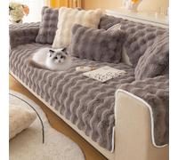 Thick Faux Rabbit Plush Sofa Covers 1/2/3 Seater, Washable Couch Cushion, Non-Slip Furniture Protector, L Shape Universal Soft Sofa Slipcovers for Living Room, Kids, Pet(90 x 160cm, Seater Cover)