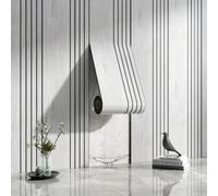 Thick Faux Wood Slat Wallpaper, Peel and Stick 3D Foil Insulation Self Adhesive Wall Panels Wallpaper Dark Grey Sound Absorbing Wooden Slats for Bathroom, Bedroom, Kitchen, Living Room 40cm*2.8m