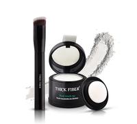 THICK FIBER Root Touch Up & Hairline Powder with Brush 4g - Covers Grey Roots & Thinning Hair - Sweat & Water Resistant - Hair Concealer for Bald Spots & Fill-In (White) for Women & Men