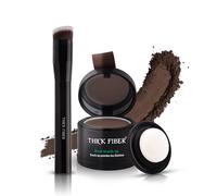 THICK FIBER Root Touch Up & Hairline Powder with Brush 4g - Covers Grey Roots & Thinning Hair - Sweat & Water Resistant - Hair Concealer for Bald Spots & Fill-In (Medium Brown) for Women & Men