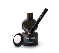 THICK FIBER Root Touch Up & Hairline Powder with Brush 4g - Covers Grey Roots & Thinning Hair - Sweat & Water Resistant - Hair Concealer for Bald Spots & Fill-In (Deep Dark Brown) for Women & Men