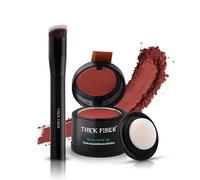 THICK FIBER Root Touch Up & Hairline Powder with Brush 4g - Covers Grey Roots & Thinning Hair - Sweat & Water Resistant - Hair Concealer for Bald Spots & Fill-In (Red Brown) for Women & Men
