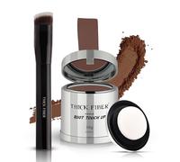 THICK FIBER Root Touch Up & Hairline Powder with Brush (LARGE 10g) - Covers Grey Roots, Thinning Hair & Bald Spots - Sweat & Water Resistant Hair Concealer for Women & Men (Red Brown)