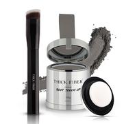 THICK FIBER Root Touch Up & Hairline Powder with Brush (LARGE 10g) - Covers Grey Roots, Thinning Hair & Bald Spots - Sweat & Water Resistant Hair Concealer for Women & Men (Gray)