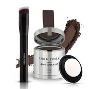 THICK FIBER Root Touch Up & Hairline Powder with Brush (LARGE 10g) - Covers Grey Roots, Thinning Hair & Bald Spots - Sweat & Water Resistant Hair Concealer for Women & Men (Medium Brown)