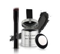 THICK FIBER Root Touch Up & Hairline Powder with Brush (LARGE 10g) - Covers Grey Roots, Thinning Hair & Bald Spots - Sweat & Water Resistant Hair Concealer for Women & Men (Black)