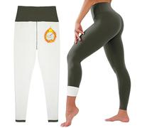 Thick Fleece Lined Leggings for Women Tummy Control High Waisted Workout Thermal Warm Soft Yoga Pants for Cold Winter, Armygreen, Large