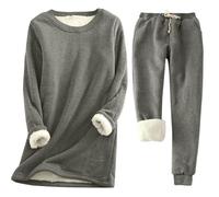 Thick Fleece Pyjamas Women : Fleece Pyjamas Sets For Women Uk Plus Size Long Sleeve Sherpa Lined Jumper Tops Oversize Thermal Winter Loungewear Elastic Waist Warm Pjs Bottoms 2 Piece Nightwear