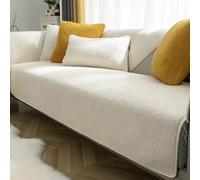 Thick Fuzzy Fleece Sofa Cover 1 2 3 Seater, Non-Slip Sofa Cover, Sofa Slipcovers for Corner L Shape, Winter Washable Cosy Plush Couch Cover Sofa Cushion Covers (Beige,90x90cm)