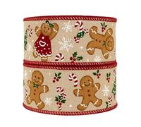 Thick Gingerbread Candy Candy Hessian Style Christmas Ribbon Great for Accessories Cake Decorating 2M Ribbon & Decoration Ideas for Present Gift Wrap, Bows (Gingerbread, 2M)