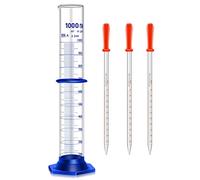 Thick Glass Graduated Cylinder Measuring Liquid Lab Cylinders with Anti-Falling Plastic Base and Bumper Guard (Glass, 1000ML)