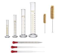 Thick Glass Graduated Measuring Cylinder Set 5ml 10ml 50ml 100ml Glass with Two Brushes