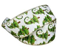 Thick Glitter Green Xmas Tree Christmas Ribbon Great for Accessories Cake Decorating Ribbon & Decoration Ideas for Present Gift Wrap, Bows, (Thick Green Xmas Tree 5M)