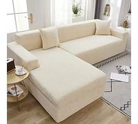 Thick Gray Sectional Sofa Covers with 2 Pillowcases Super Stretch L-Shaped Slipcovers for Chaise Lounge Soft Pet & Kid Furniture Protector 2-Piece Set