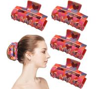 Thick Hair Clips, Rectangle Love Heart Claw, Decorative Hair Claw Set, Stylish Jaw Clamp, 3.15x1.57 Inches Durable Headwear Accessories for Women and Girls