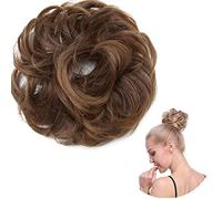 Thick Hair Donut Scrunchie Bun Hairpiece Scrunchy Wavy Curly Messy Hair Chignon Ponytail Extension [Light Brown & Coffee Brown]