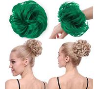 Thick Hair Donut Scrunchie Bun Maker - Chignon Updo Hairpiece Scrunchy - Wavy, Curly, Messy [Green]