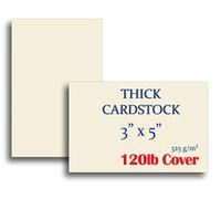 Thick & Heavy Cardstock - 120lb Cover - 3" x 5" Natural Cream - 325gsm 15pt Thick Paper - Index, Flash & Post Card Stock (40 Pack)