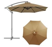 Thick Heavy-Duty Replacement Canopy for 4m Patio Umbrella, 8 Ribs, UV Protection 50+, Outdoor Sun Shade Cover for Courtyard (Khaki, 4.0m / 8 Ribs)