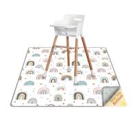 Thick High Chair Splash Mat 51″, 4 Layer Waterproof Splat Mat with Anti Slip Bottom, Baby Mess Mat for Art/Crafts/Painting/Playtime/Picnic Mat, Easy Clean