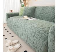 Thick Jacquard Stretch Sofa Slipcovers with Skirt, Non-Slip, Machine Washable Sofa Protector for 1 2 3 4 Seater Couches, Breathable Durable Furniture (Size:3 Seater (190-230cm),Color:Light Grey Green)