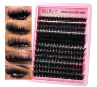 Thick Lash Clusters 300D Extra Volume With Spikes,14-22mm Dramatic Mega D Curve Glam Looking,Full & Bold Cluster Eyelash Extensions,Locked Band No Shedding,Reusable Faux Mink Cluster Lashes-Hiklasy