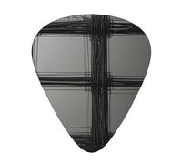 Thick lines interweaving horizontally and vertically printed guitar picks, 12-piece set with thin, medium, and thick styles, comes with a storage case