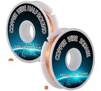 Thick & Medium Copper Wire Set - 18Ga Square & 20Ga Half Round for Stone Setting & Wire Weaving