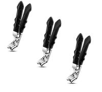 Thick Nail Clippers - Stainless Steel Toenail & Fingernail Clippers with Flat Heads, Splash-Proof Grip, Long Handle for Men & Women (3 PCS)