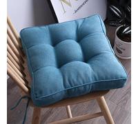 Thick Non-Slip Chair Cushion with Ties, 17.7" Soft Tufted Seat Pad for Dining, Kitchen & Office Chairs, Double Piping Design, Comfy Blue Outdoor Cushion
