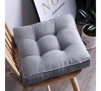 Thick Non-Slip Chair Cushion with Ties Soft Tufted Seat Pad for Dining Kitchen Office & Outdoor Chairs Double Piping Design Grey 15.7" - Comfortable & Stylish