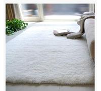 Thick Non-Slip Fluffy Living Room Rug, Soft Long Hair Bedroom Carpet, 4.5cm Cushion Rectangular Mat, White 80x200cm - Cozy Home Decor Essential