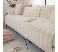Thick Non-Slip Rabbit Fur Sofa Covers 3-Seat Couch & Loveseat Slipcovers Soft White Recliner Protector 110x180cm - Premium Furniture Shielding