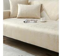 Thick NonSlip Chenille Sofa Cover Cat Scratch Protector Beige LShaped Couch Shield Hot Stamping Design 70 x 180 cm Durable Furniture Protector
