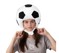 Thick Padded 3D Sports Ball Hats Men Women Funny Plush Stuffed Football Soccer Hooded Hats Toy Earflap Skull Caps Fancy Dress Party Cosplay Halloween Christmas Costume Headwear Full Hood Cap